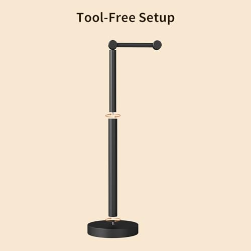 YUMORE Toilet Paper Holder Stand, 25" 4.5lbs Heavy Duty Freestanding Roll Dispenser with Storage, Open-Ring Stainless Steel Bathroom Tissue Organizer (Black) - color: Black