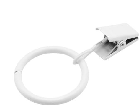 Curtain Rings with Hooks 14 Pack - Rustproof Metal Drapery Clips for Window, Shower, Door, 1.5" Inner Diameter, Smooth Gliding, Fits 5/8" to 3/4" Rods, White - color: White