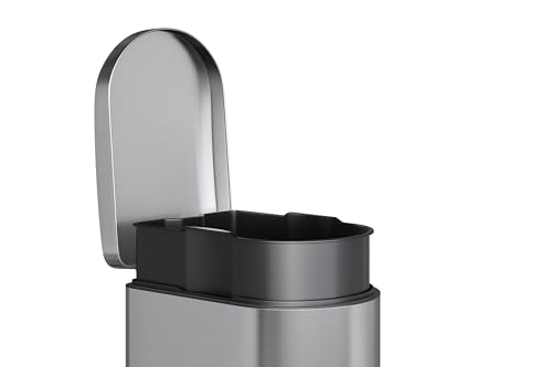 GarveeHome 1.6 Gal Step-On Trash Can, Stainless Steel Small Bathroom Garbage Bin with Soft Close Lid, Slim Space-Saving Design, Removable Inner Bucket for Bathroom, Bedroom, Office, Silver - color: Silver, size: 1.6 Gallon