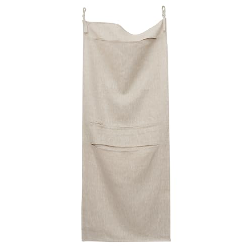 100% Linen Hanging Laundry Bag with 2 Compartments, Over the Door Laundry Hamper, Dirty Clothes Space Saving Organizer 19.7 x 47 Inches, Linen