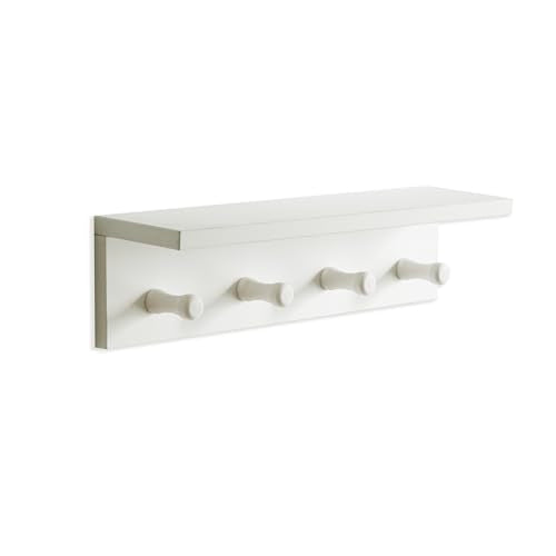 Entrance Coat Rack ,Coat Hooks, Wall-Mounted Wooden Hook Rack, Wall-Mounted Shelves are Very Suitable (White Color Finish—A-1) - style: White color finish—A-1