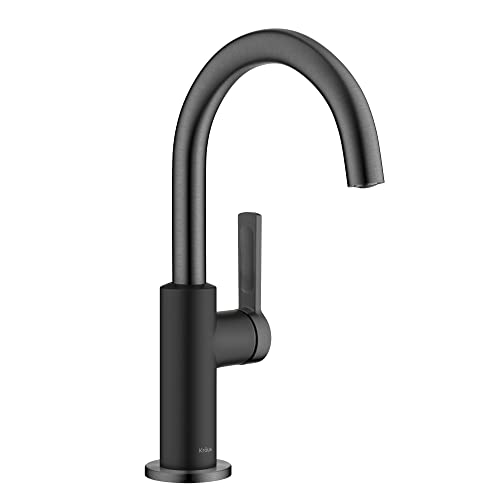 Kraus Oletto Single Handle Kitchen Bar Faucet in Matte Black/Spot Free Black Stainless Steel, Kitchen Sink Faucets, KPF-2822MBSFSB - color: Matte Black/Spot Free Black Stainless Steel, style: Bar Faucet