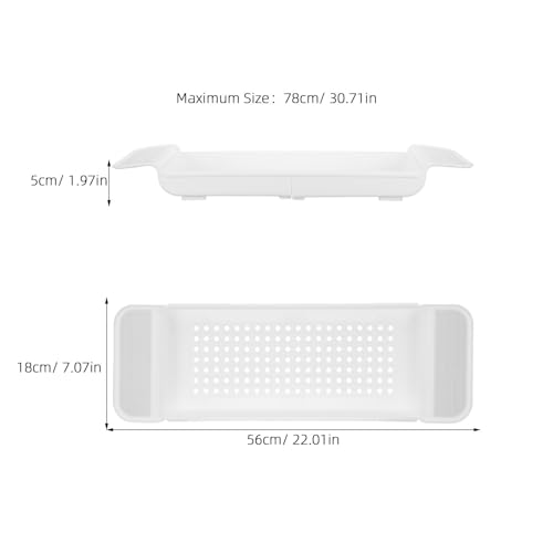 Kisangel Expandable Bathtub Tray and Multihole Drainage Design Gift for Housewarmings with Antislip Foot Pads Plastic Bath Tub Shelf Organizer for Book, Towel, and Drink Holder