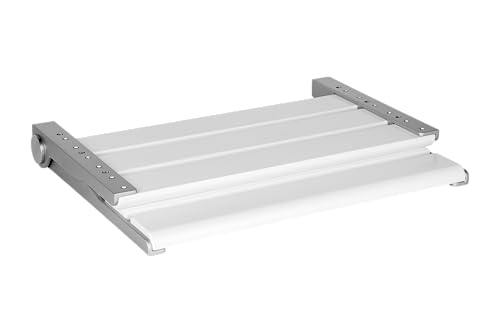 18" Wall Mounted Shower Seat for Adults | Shower Bench Wall Mount for Inside Shower, Fold Down Shower Seat, Shower Seats for Adults - color: White & Aluminum Alloy & Silver
