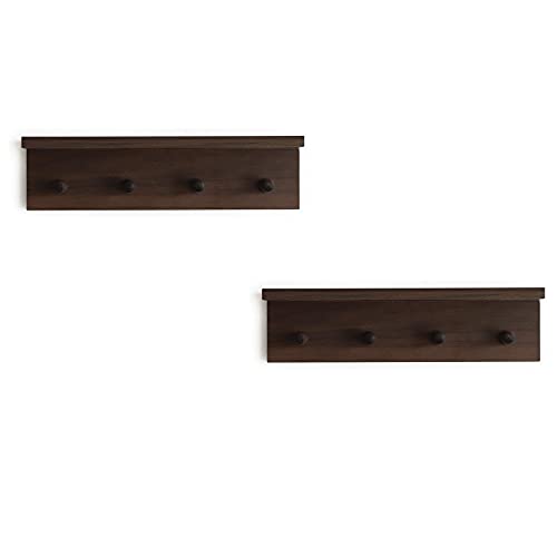 Entrance Coat Rack ,Coat Hooks, Wall-Mounted Wooden Hook Rack, Wall-Mounted Shelves are Very Suitable (Walnut Color Finish—A-2) - style: Walnut color finish—A-2
