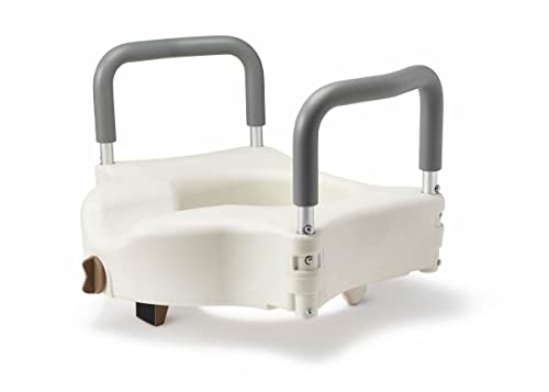 Medline Bariatric Raised Toilet Seat, Locking with Arm Rests, 4 Inch, 600 lb Capacity, Retail Packaging - Comfortable & Secure Solution for Heavy Individuals