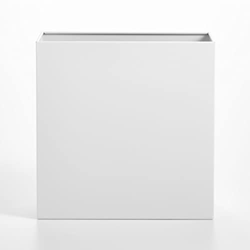 mDesign Small Steel Rectangular 2.4 Gallon/9.1 Liter Trash Can, Waste Basket for Bathroom, Bedroom, Home Office - Holds Garbage, Recycling, Household Items - Linn Collection - White - color: White