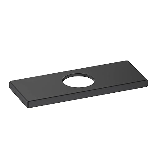 6-Inch Cubic Bathroom Faucet Hole Cover Plate – Solid Stainless Steel Deck Escutcheon Plate for 1 or 3 Hole Bathroom Sink Faucet, Rust-Resistant (Matte Black, KFC102) - color: Matte Black