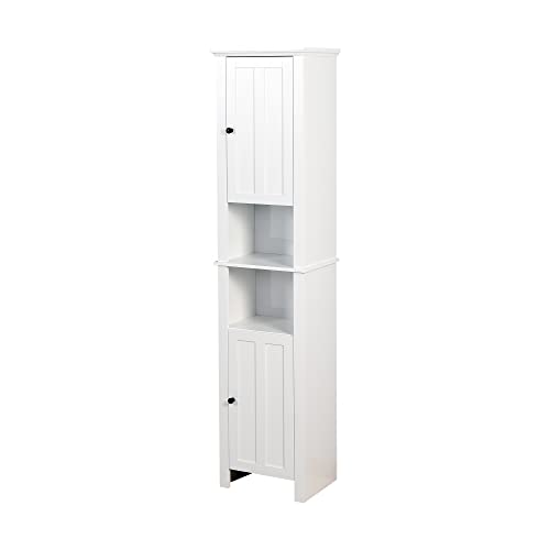 Tall Bathroom Storage Cabinet with Shelves and Door, Narrow Bathroom Cabinet with Adjustable Shelves, Slim Storage Tower, Linen Cabinet for Bedroom, Living Room (White, 15.7"L x 11.8"W x 67"H)