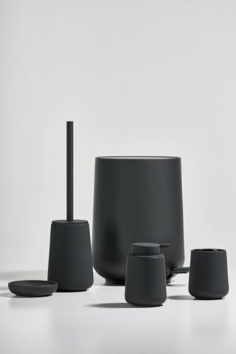 Zone Denmark Nova One Ceramic Toilet Brush | with Brush Holder Soft Touch | Enhance Your Bathroom with a Chic and Practical Duo for Modern Style and Effortless Hygiene - Coating (Black)
