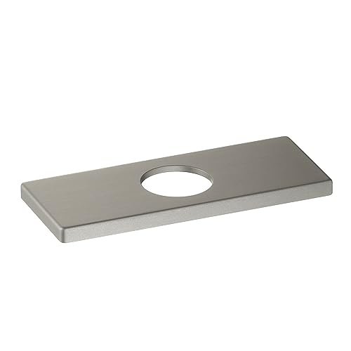 6-Inch Cubic Bathroom Faucet Hole Cover Plate – Solid Stainless Steel Deck Escutcheon Plate for 1 or 3 Hole Bathroom Sink Faucet, Rust-Resistant (Brushed Nickel, KFC102) - color: Brushed Nickel