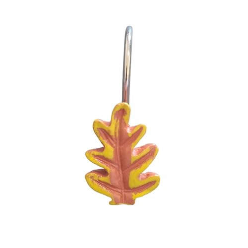 Twofish Home Autumn Leaves Anti-Rust Shower Curtain Hooks - Decorative Resin Rings Set of 12 - color: Autumn Leaves