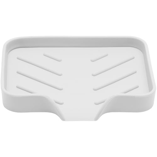 BokWin Silica Gel Soap Dish with Drain, White, 4.8x3.5 Inch | 1 Pack, Self Draining Soap Tray, For Shower, Bathroom and Kitchen, Sink Organizer, Bar Soap Holder - color: White