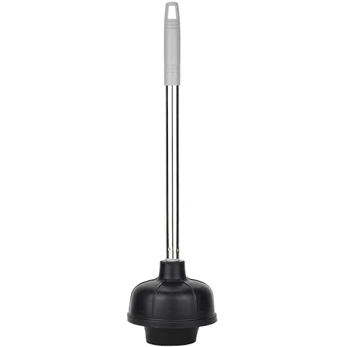 SteadMax Heavy Duty Toilet Plunger, Rubber Cup, Steel Handle, Gray (1 Pack) - color: 1 Pack - Gray Handle