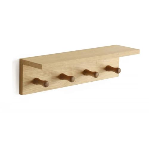 Entrance Coat Rack ,Coat Hooks, Wall-Mounted Wooden Hook Rack, Wall-Mounted Shelves(Oak Colored Finish—A-1) - style: Oak colored finish—A-1