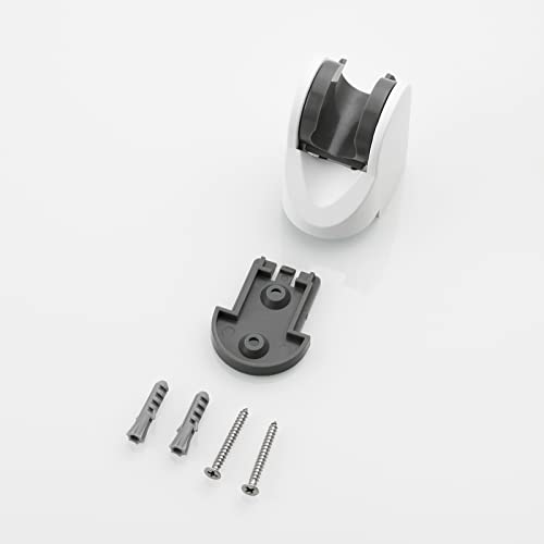 White Shower Bracket Wall Mount Plastic Shower Head Holder for Hand Held, ST01W - style: White