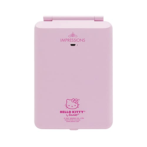 Impressions Vanity Hello Kitty Touch Pad Mini Tri-Tone Makeup Mirror with Animal Print Flip Cover and LED Strip, Travel Vanity Mirror with Touch Sensor Switch and USB Extension (Animal Pink) - color: Animal