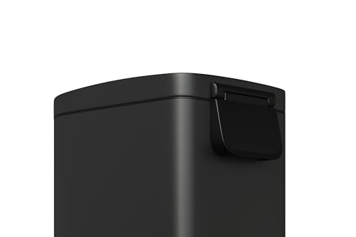 Garvee 13 gal / 50 L Metal Kitchen Trash Can with Lid, Slim Rustproof Garbage Can, Large Step-on Trash Bin with Inner Bucket, Rear Handle, Soft Close Lid, Black - color: Black, size: 13.2 Gallons