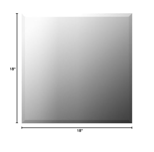18 Inch Square Frameless Bathroom Vanity Mirror with Beveled Edge - Shatterproof Wall Mounted Decorative Glass with Safety Backing for Living Room Bedroom Hallway Entryway - Fab Glass and Mirror - size: 18"L x 18"W, style: Square
