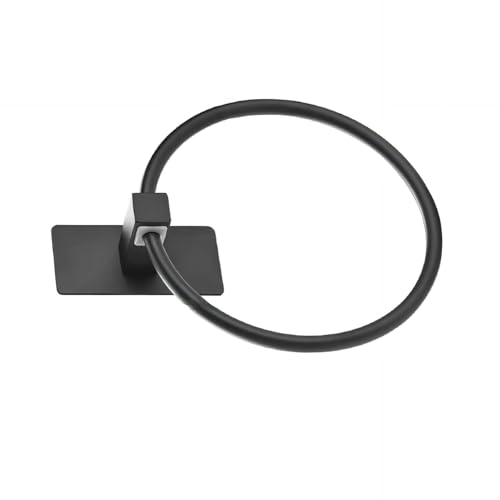 Strong Adhesive Towel Rings for Bathroom Wall Mounting Hand Towel Holder with Large Base Strong Sticky Hook Stick on Hook - color: Black
