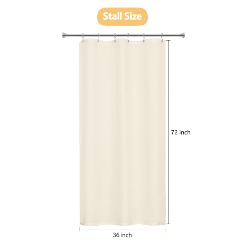 Seenus Soft Microfiber Stall Shower Curtain Lightweight with Waterproof TPU Backed, 36 x 72 Inch Beige Small Shower Curtain with 2 Large Magnets,Washable Cloth Bathroom Shower Stall Curtain - color: Cream, size: 36"W x 72"L (Pack of 1)