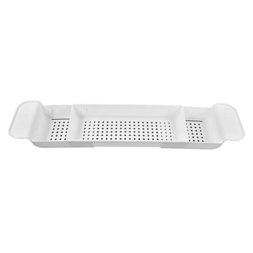 VBESTLIFE Expandable Bathtub Caddy Tray, Water Proof Bath Tub Rack with Nonslip Ends, Adjustable Organizer for Book Tablet Wine Glass, Sturdy PP Shelf for Reading, Spa Women Men (White) - color: White