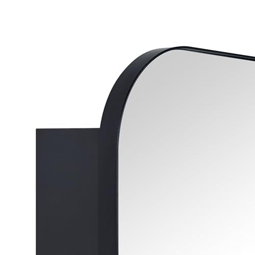 TEHOME Black Rectangle Bathroom Medicine Cabinet with Mirror Matt Black Recessed and Surface Mount Stainless Steel Metal Framed Rounded Rectangular Bathroom Cabinet with Mirror 22x30'' - size: 22 x 30''