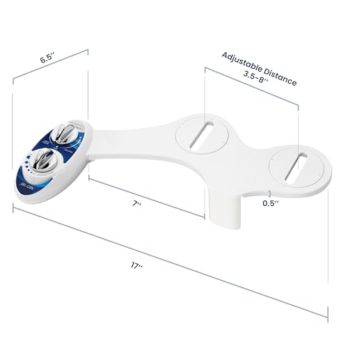 LUXE Bidet NEO 185 - Bidet Attachment for Toilet Seat, Blue | Non-Electric, Dual Nozzle, Self-Cleaning, Adjustable Water Pressure, Rear & Feminine Wash - color: Blue