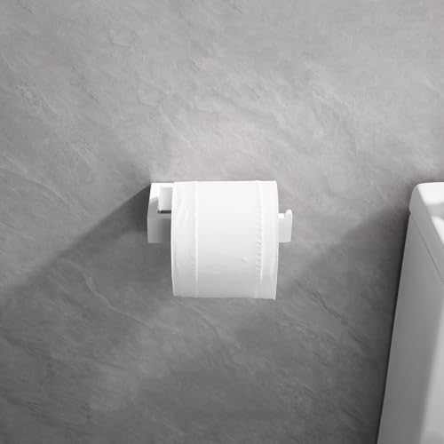 GERZWY 3-Piece Bathroom Accessory Set Stainless Steel Toilet Paper Holder Towel Ring Towel Hooks Wall Mount, White - color: White