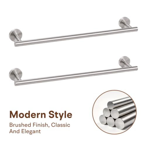 16 Inch Brushed Nickel Bathroom Towel Bar, 2 Pieces Towel Racks for Bathroom SUS304 Thicken Stainless Steel Towel Holder - color: Silver