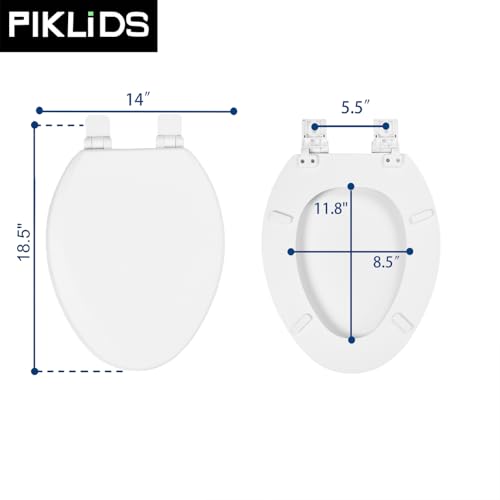 Toilet Seat, Slow Close, Soft Touch, Ultra-Smooth Matte Finish (No Orange-Peel Texture), Premium Moulded Wood, Quick Release, White, PIKLiDS (Elongated) - size: Elongated