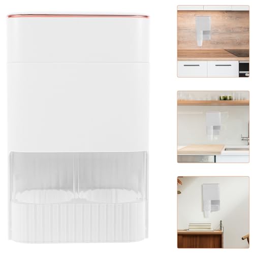 Wall Mount Paper Cup Dispenser and Holder, Double-Tube Ceramic White with Storage Box, Universal for Disposable Cups, Suitable for Water Coolers, Bathrooms, Offices, and Gyms