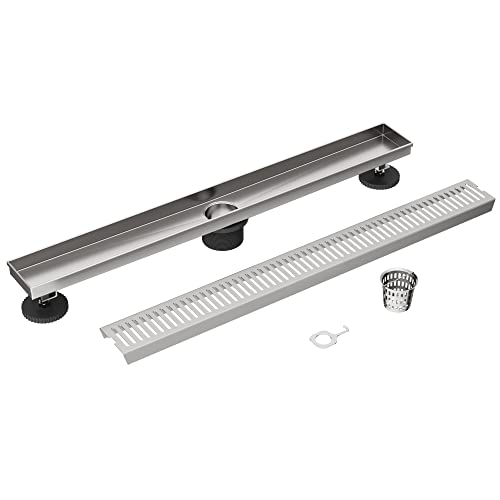 VIGO Elan 24 in. Linear Shower Drain in Brushed Nickel - VG07002BN - color: Brushed Nickel, size: 24 in.