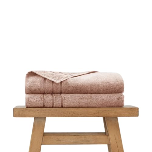 Cariloha Extra Smooth Towel Viscose from Bamboo 28"x54" Highly Absorbent Odor Resistant Blush 2 Pack Bundle - color: Blush