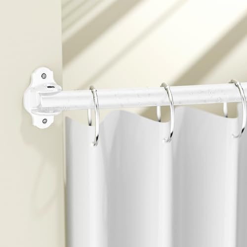 Mcrbeay Curved Shower Curtain Rod, Stainless Steel, Adjustable 40-72 inch | Heavy Duty, Extra Wide Round Shower Rod for Bathroom, Shower Stall, Bathtub, Rustproof, White - color: White, size: 40-72 Inches