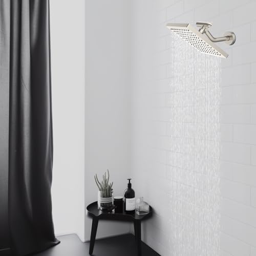 Hibbent All Metal Shower Head Elbow Adapter, 360 ° Adjustable Swivel Brass Shower Head Adapter, Stainless Steel Shower Arm Extension for Fixed and Rain Showerhead, Wall Mounted, Brushed Nickel - color: Brushed Nickel