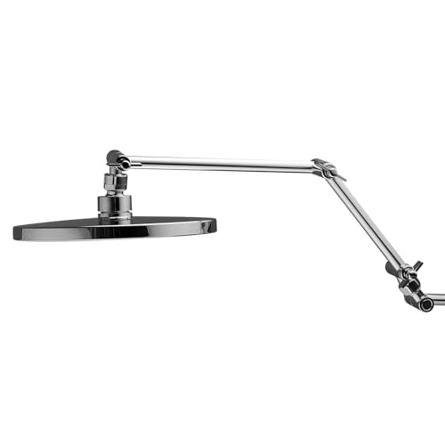 VEVOR Shower Head Extension Arm, 16 inches, Brass Shower Arm Extender with Flexible Adjustable Angle Height, Chrome Finish, G1/2 Universal Thread Connector Compatible, for Rain & Handheld Showerhead - size: 16''