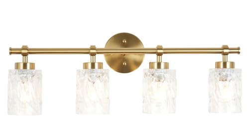 ALICE HOUSE 4-Light Vanity Light Fixture Over Mirror, Brushed Brass, Easy Bulb Replacement, LED Compatible, Bright and Elegant Bathroom Light for Makeup AL5095-W4 - size: 4 Light