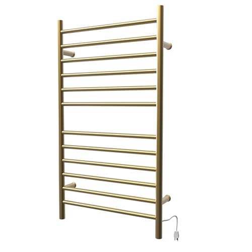 Amba Radiant Large Hardwired Straight 12 Bar Towel Warmer in Satin Brass - color: Satin Brass