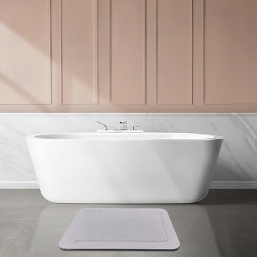 Stone Bath Mat – Diatomaceous Earth Shower Mat 24"x16", Non-Slip, Super Absorbent, Quick-Drying, Easy to Clean, Diatomite Bathroom Floor Mat (Grey)