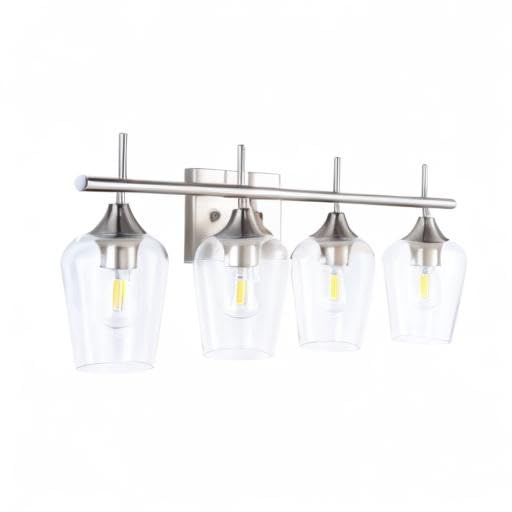VONLUCE 4 Light Bathroom Vanity Light Fixture,Brushed Nickel | Wine Glass Shades, E26 Sockets, Easy to install, Vanity Lights for Bathroom Bedroom Hallway Living Room - color: Nickel, size: 4-Light
