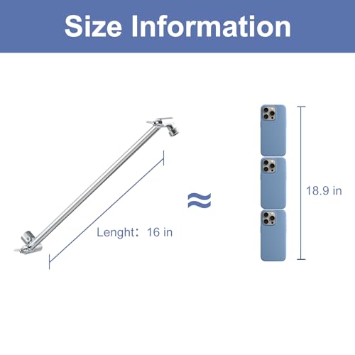 OFFO Shower Head Extension Arm, 16 in Shower Extension Arm with Locking Nut, Adjustable Shower Arm Extender, G1/2 Connector for Fixed Shower Head & Handheld Showerhead, Chrome - color: Chrome, style: 16 in