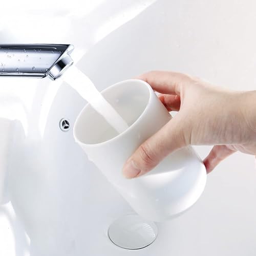 Bathroom Tumblers 2Pcs, Mouthwash Cup, Toothbrush Holders, Drink Mug, Pen Holder, Unbreakable Dishwasher Safe, 10fl.oz(300ml)/Pcs (White & White) - color: White&white