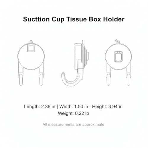 Suction Cup Tissue Box Holder for Bathroom, Wall Mount Dispenser with Double Hooks for Tile & Glass, No Drilling Required (Gray/White) - color: White