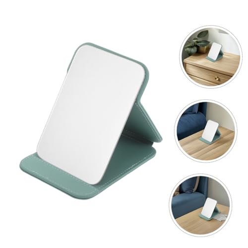 VICASKY 2pcs Portable Desk Makeup Mirrors with Stand Small Folding Vanity Mirror for Travel, Dorm, Bathroom, Countertop Use in Blue-Green