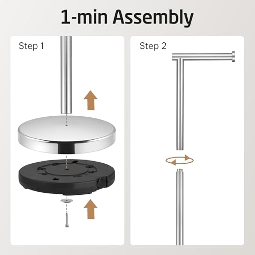 KES Freestanding Toilet Paper Holder with Weighted Base, Polished Silver | 304 Stainless Steel, Cement-Filled Base, Anti-Slip Pad, 20.2" H, Fits All Roll Sizes, Easy 1-Min Assembly - color: Polished Silver, size: 20.2" H
