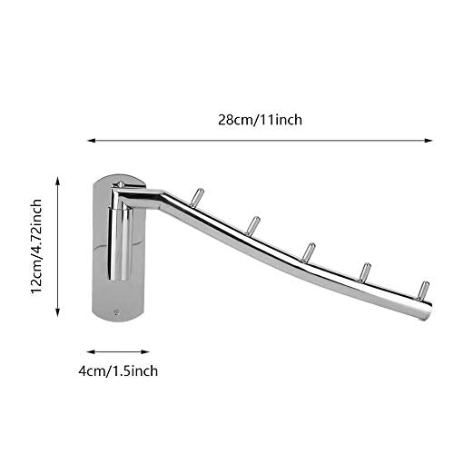 Wall Mount Clothes Hanger Rack, Stainless Steel Closet Organizer with Double Hanging Space, Polished Towel Bar for Bathroom Bedroom Laundry Room, 12 X 28 X 1.6 Cm