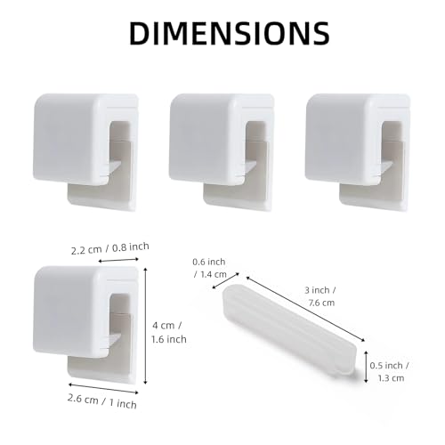 4-Pack Toothpaste Holder Wall Mounted, Plastic Tube Holders Clip for Shower | JM.JEEMI Tooth Paste Organizer Holder for Bathroom, Gripper for Face Cream Tubes c/w 1 Tube Squeezer - White, Small - size: Small_RT