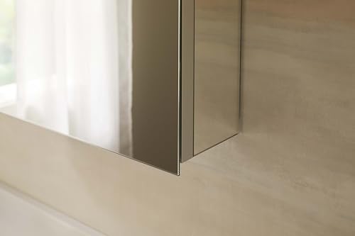 Kohler Embark Slim Medicine Cabinet Bathroom Mirror, 20in x 26in | 55062-NA, Rectangular, Adjustable Shelves for Storage, Mirrored Door - size: 20 in. x 26 in., style: Flat Edge