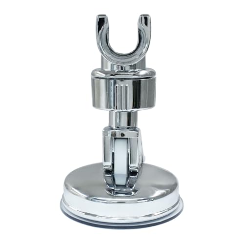 Adjustable Shower Head Holder, Chrome | Wall Mount, Strong Suction Handheld Bracket, Universal Bathroom Mount, For Marble Glass Metal Ceramic